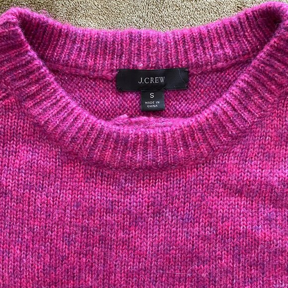 J Crew Relaxed Saddle Sleeve Crewneck Sweater - Heather Fuchsia - NWOT - S - Picture 7 of 15